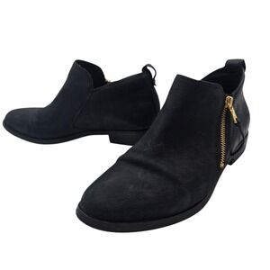 UGG Glee Leather Ankle Boots Women Side Zip Black Gold Hardware Size 8.5